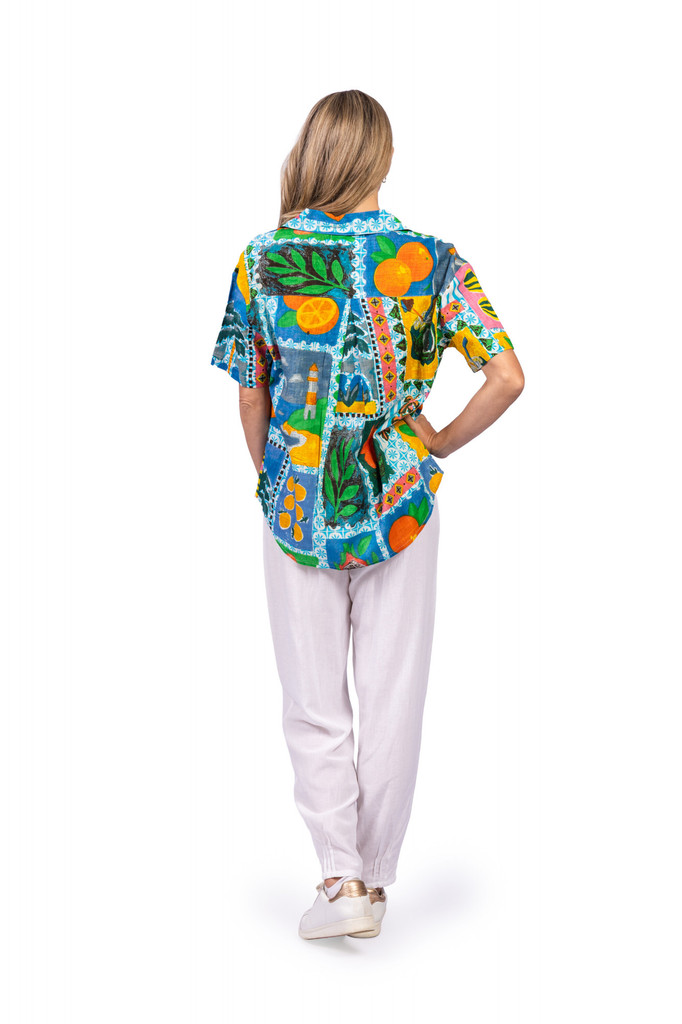 Women's Top | Margot Collared Short Sleeve Top| ONE SUMMER