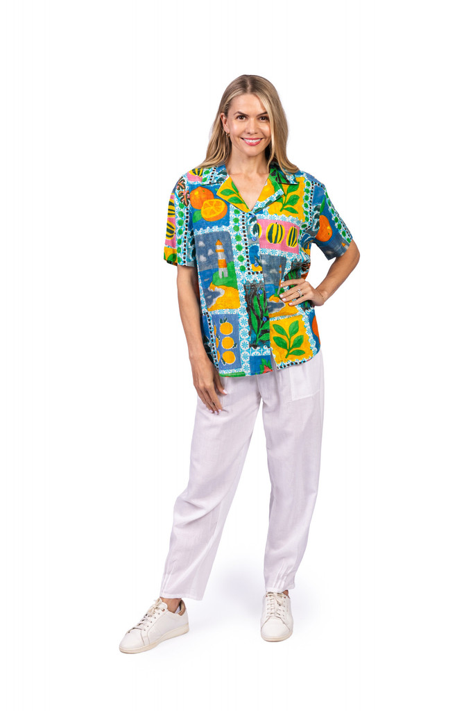 Women's Top | Margot Collared Short Sleeve Top| ONE SUMMER