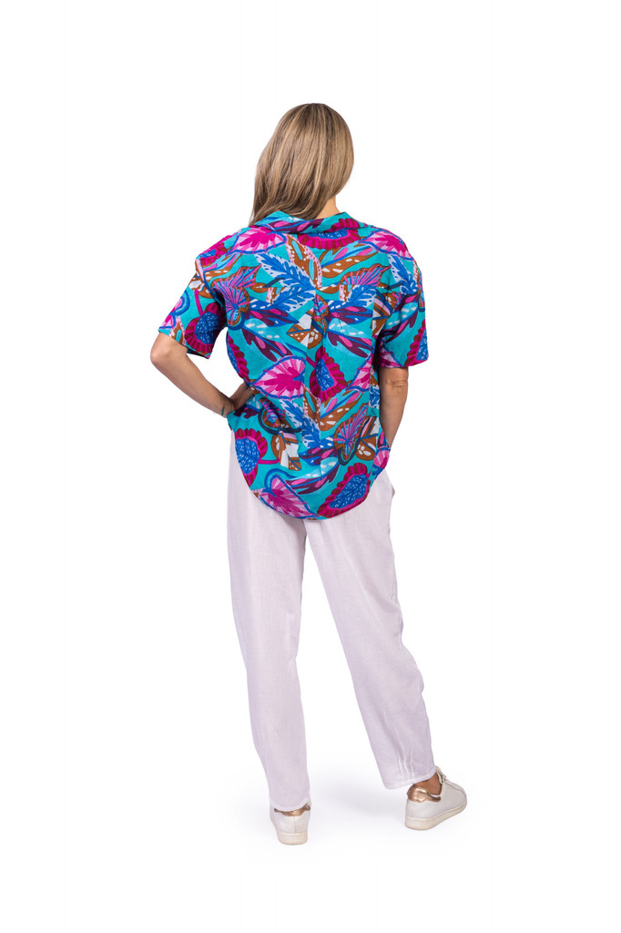 Women's Top | Margot Collared Short Sleeve Top| ONE SUMMER