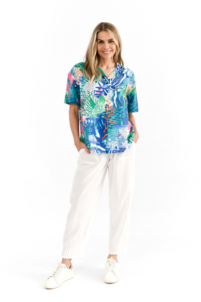 Women's Top | Margot Collared Short Sleeve Top| ONE SUMMER