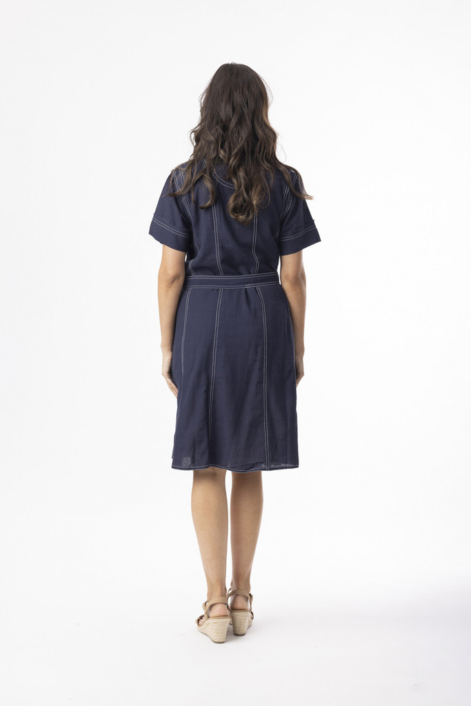Women's Dresses | Linen Essentials Collar Buttonthrough Dress  | ORIENTIQUE