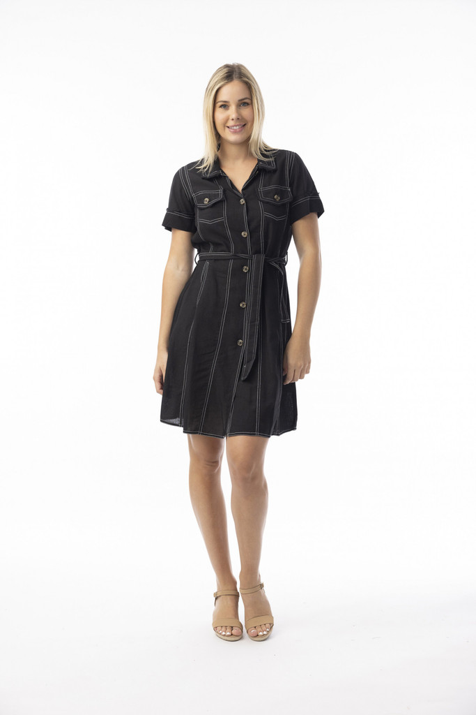 Women's Dresses | Linen Essentials Collar Buttonthrough Dress  | ORIENTIQUE