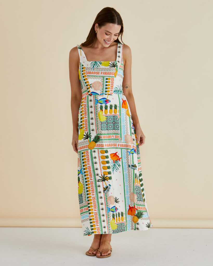 Tegan Midi Dress in Paradise Print by BETTY BASICS*