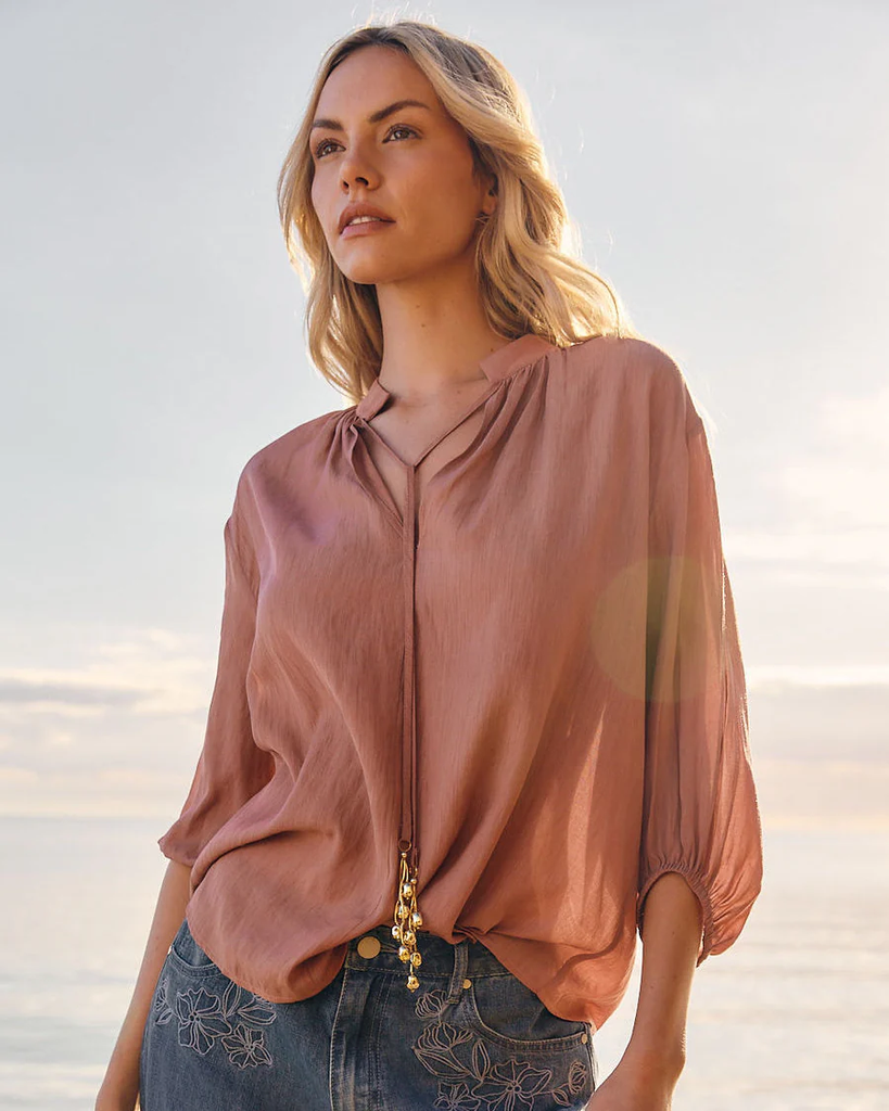 Women’s Tops | Shae Split Neck Blouse | Fate & Becker 