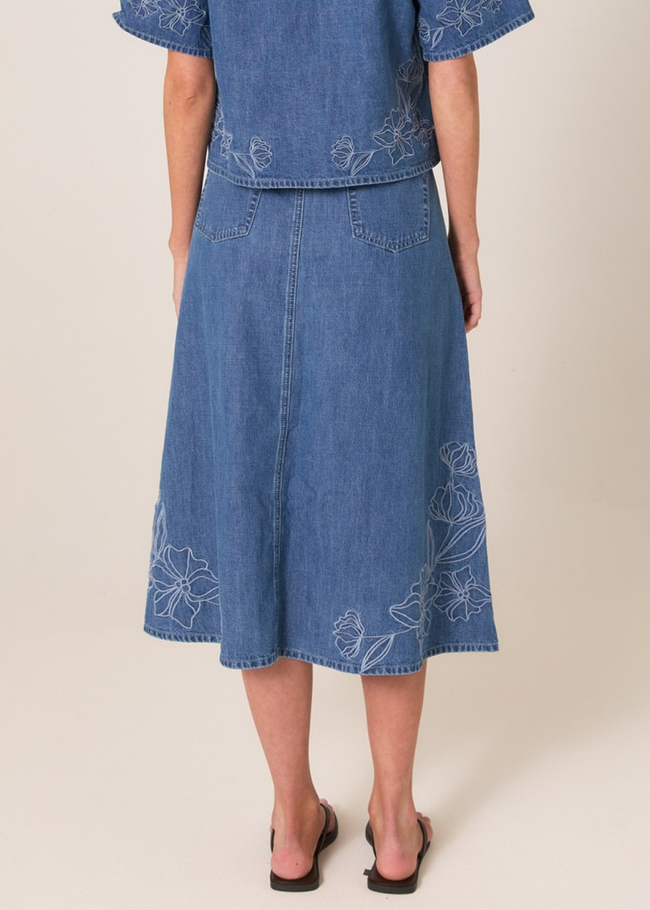 Women's Skirts | Sloane Embroidered Denim Skirt  | Fate + Becker
