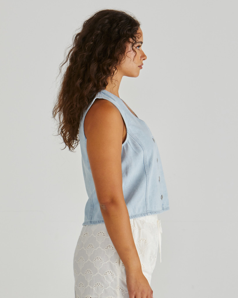Women's Knits | Sabine Denim Vest | SASS