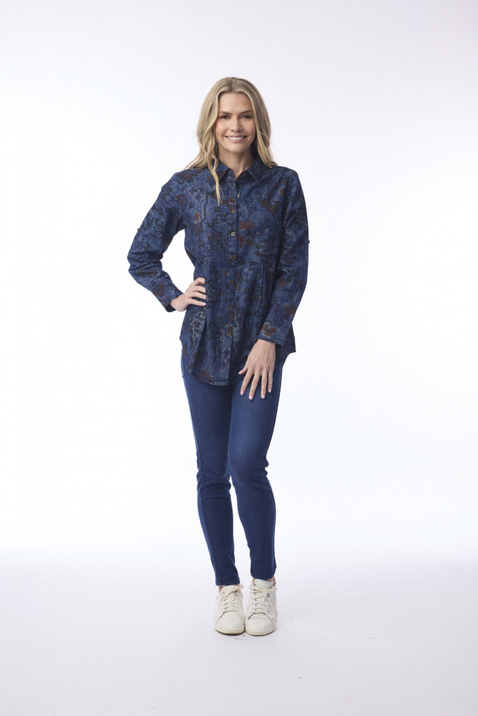 Women's Top | Tabriz Waist Seam Shirt  | ORIENTIQUE