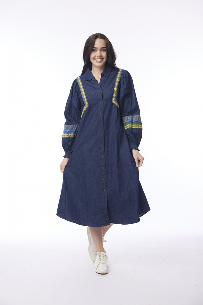 Women's Dresses | Isfahan Denim Dress | ORIENTIQUE