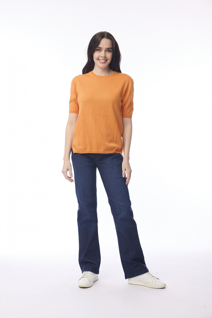 Women's Top | Crew Neck Knit T-Shirt  | ORIENTIQUE