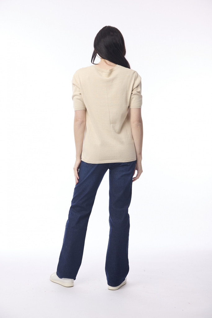 Women's Top | Crew Neck Knit T-Shirt  | ORIENTIQUE