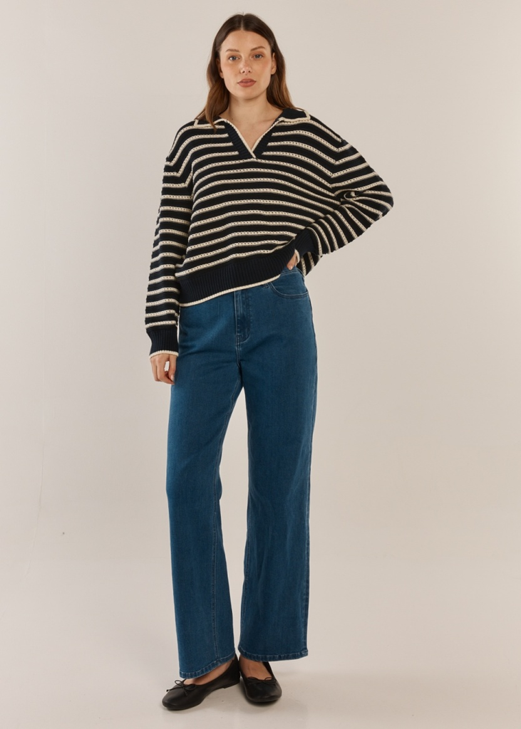 Women's Sweater |Aberdeen Polo  Knit Sweater | BETTY BASICS