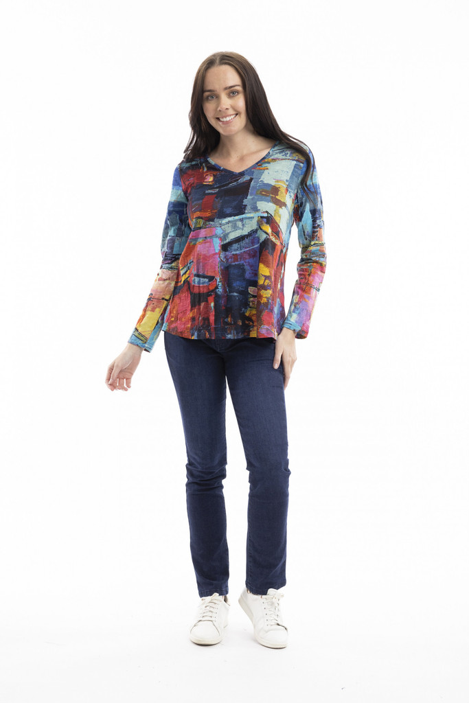 Women's Top | Contemporary Crew V LS T-Shirt  | ORIENTIQUE