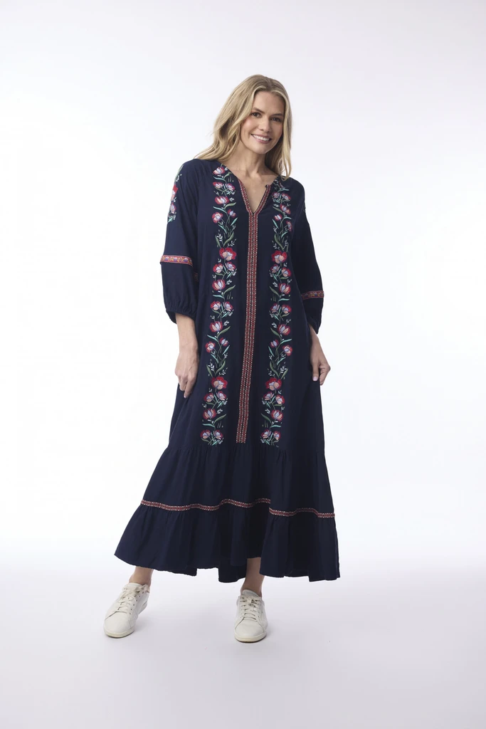 Women's Dresses | Ivanova Maxi Embroidered Dress | ORIENTIQUE