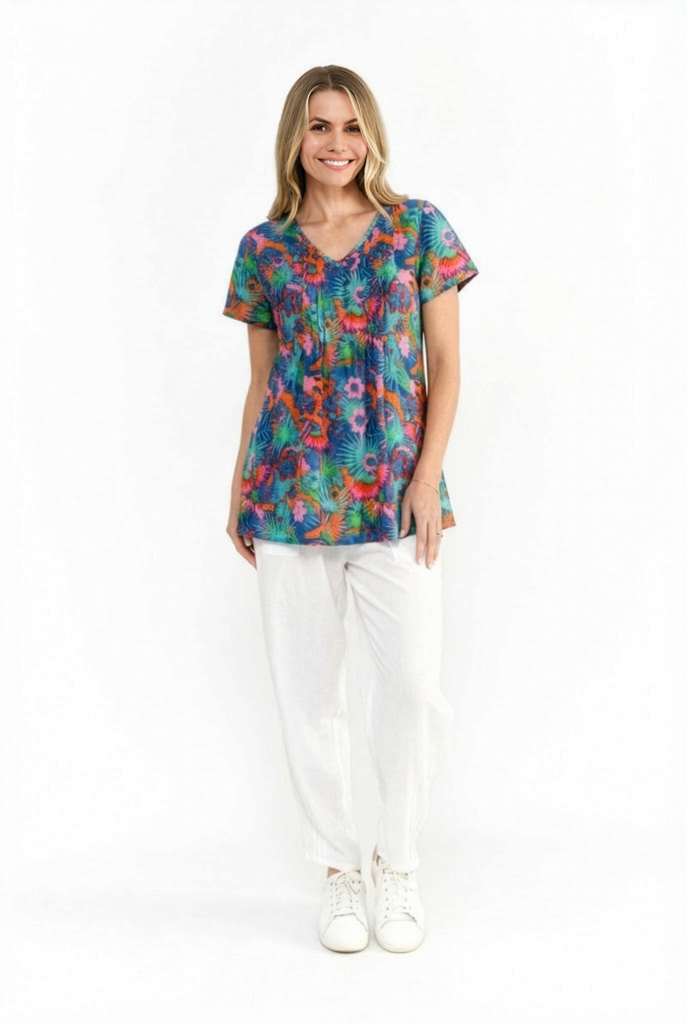 Women's Top | Kayla Short Sleeve Cotton Blouse | ONE SUMMER