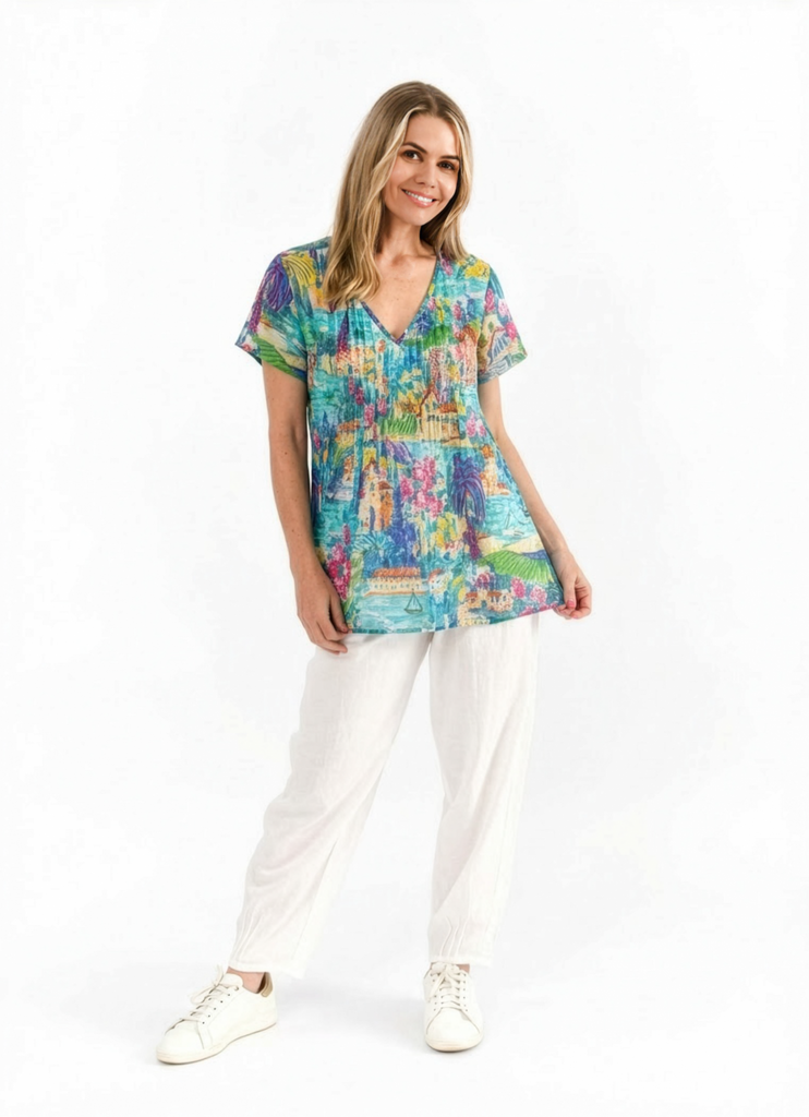 Women's Top | Kayla Short Sleeve Cotton Blouse | ONE SUMMER