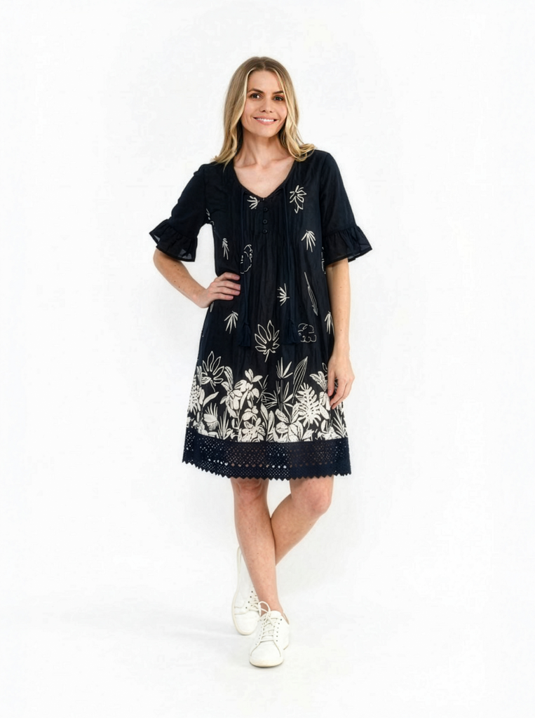 Women's Dresses | Hannah Short Sleeve Tunic Boho Dress | ONE SUMMER