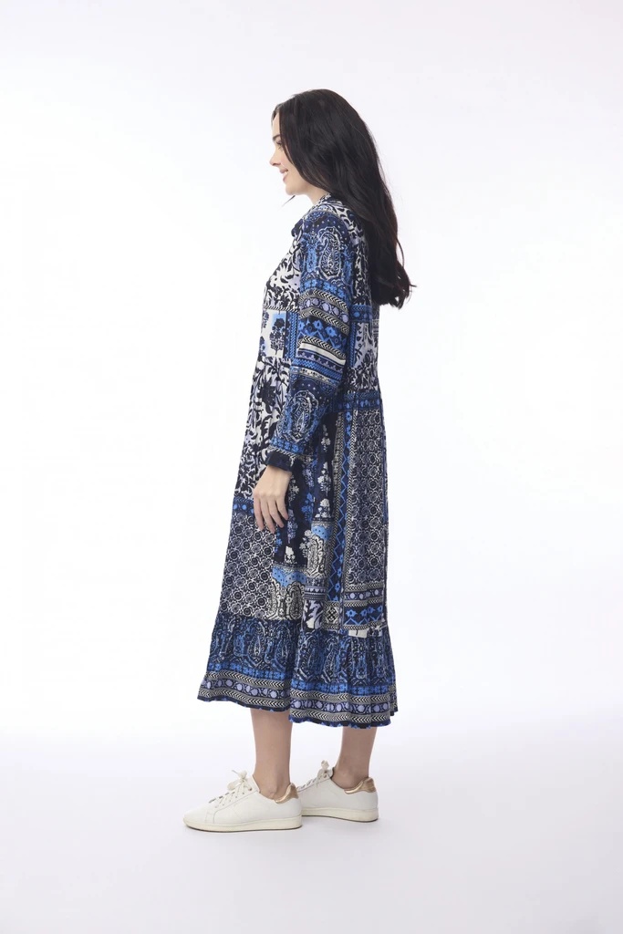 Women's Dresses | Bhadoi Maxi Collar Dress | ORIENTIQUE