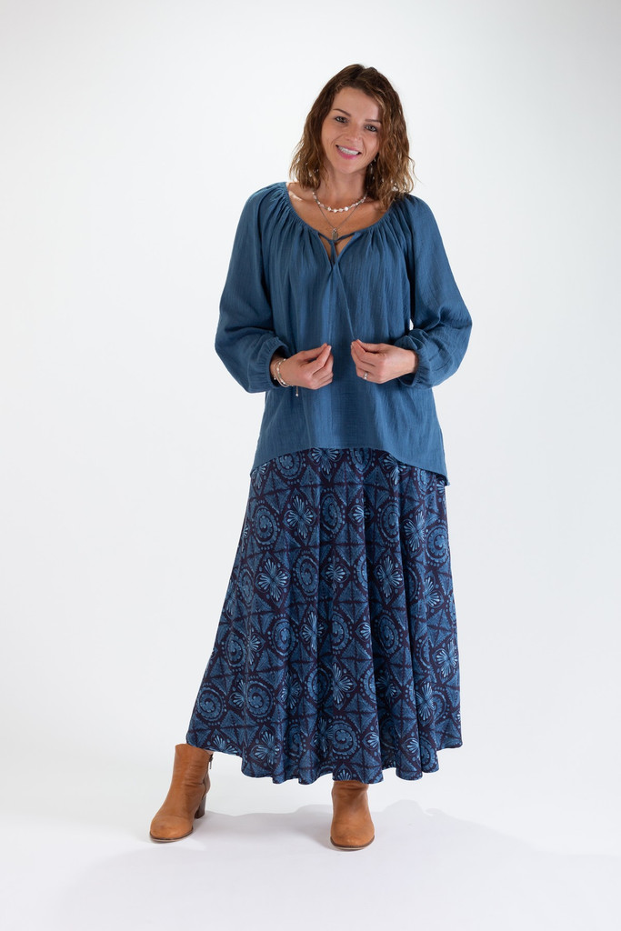 Women's Top | Rose Cotton L/S Top | OMBAK DESIGNS