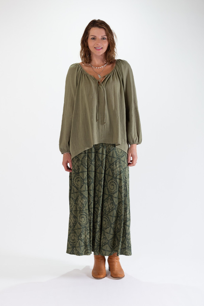 Women's Top | Rose Cotton L/S Top | OMBAK DESIGNS