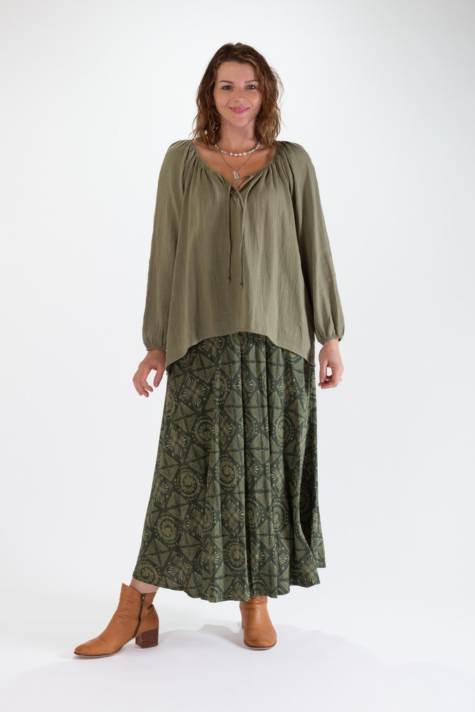 Women's Top | Rose Cotton L/S Top | OMBAK DESIGNS