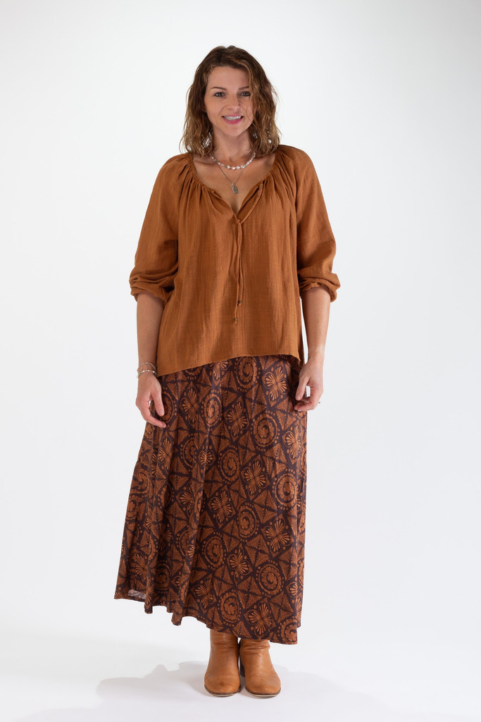 Women's Top | Rose Cotton L/S Top | OMBAK DESIGNS