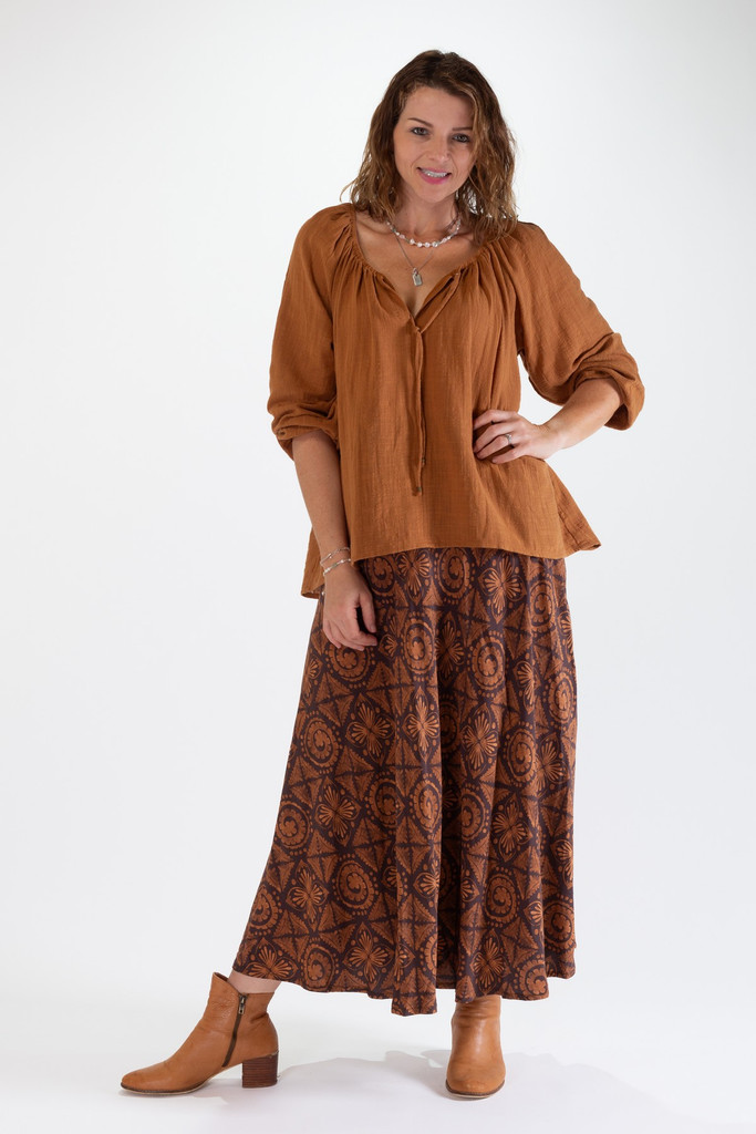 Women's Top | Rose Cotton L/S Top | OMBAK DESIGNS