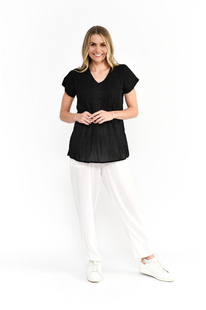 Women's Top | Kayla Short Sleeve Cotton Blouse | ONE SUMMER