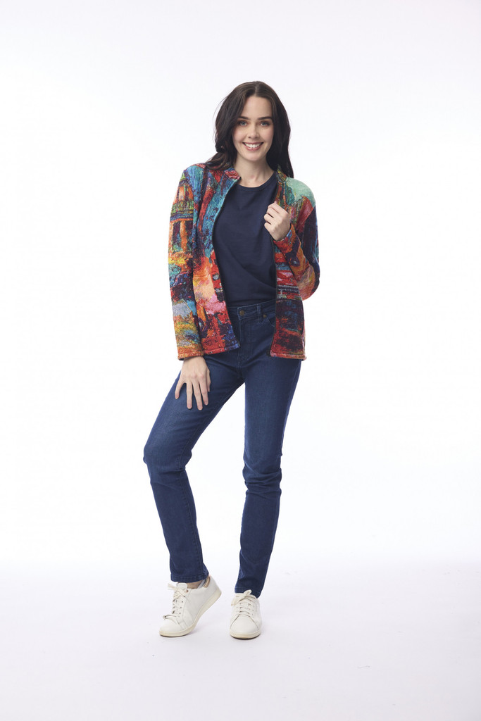 Women's Jackets | Printed Zip Jacket  | ORIENTIQUE
