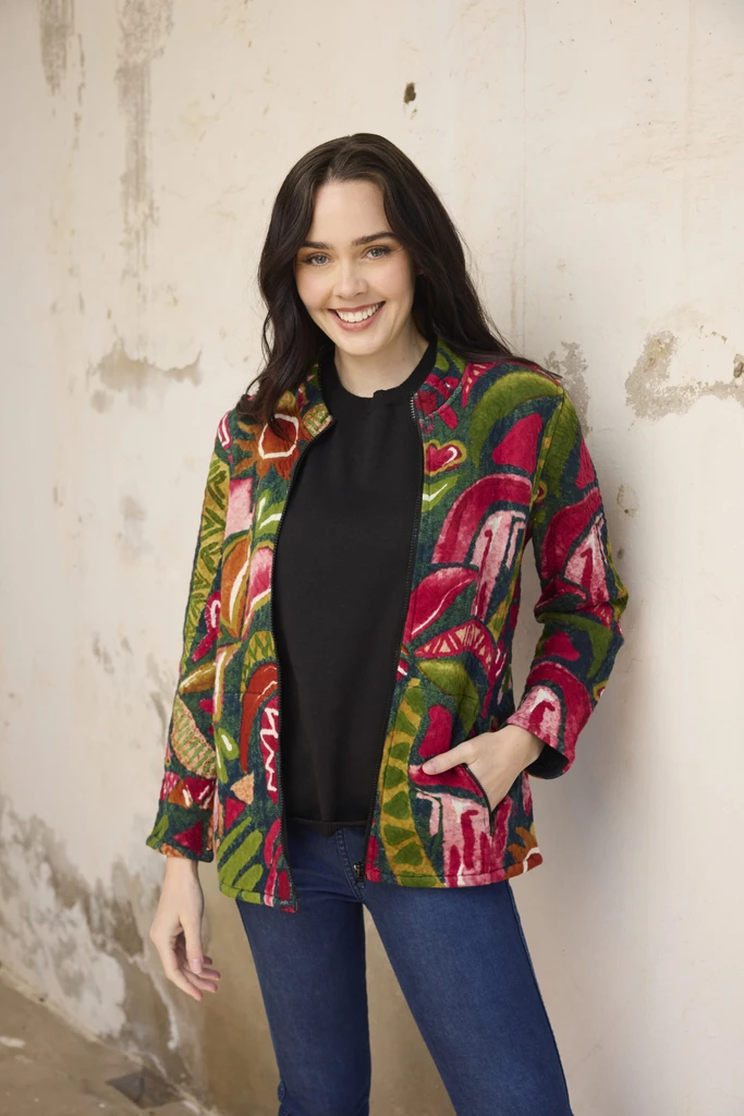 Women's Jackets | Printed Zip Jacket  | ORIENTIQUE