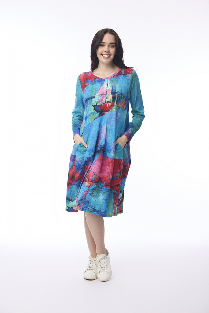 Women's Dresses | Sail Boats Bubble Dress | ORIENTIQUE