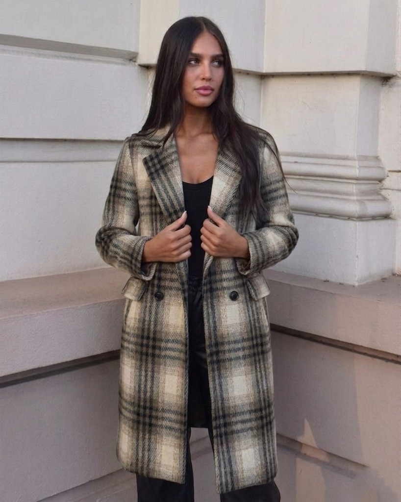 Women's Coats | Checkers Trench Coat | CINNAMON CREATIONS