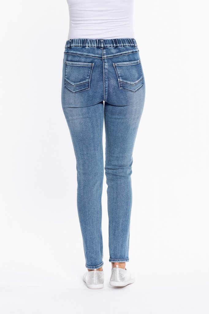 Women's Pant | Full Length Stretch Denim Jegging | Cafe Latte