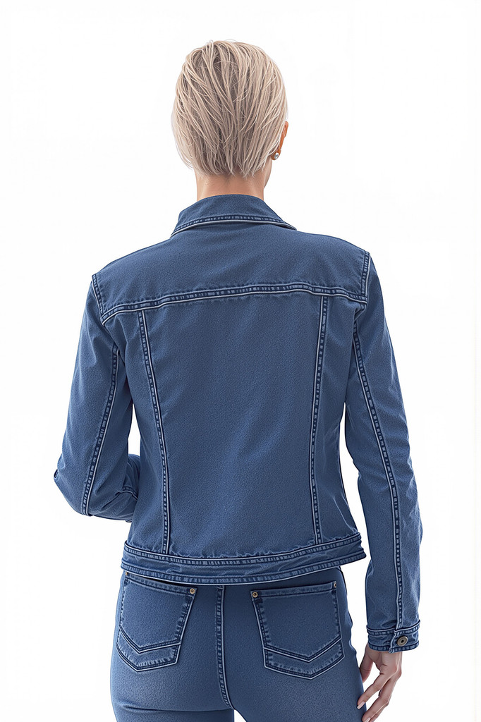 Women's Jackets | Cropped Stretch Denim Jacket  | Cafe Latte