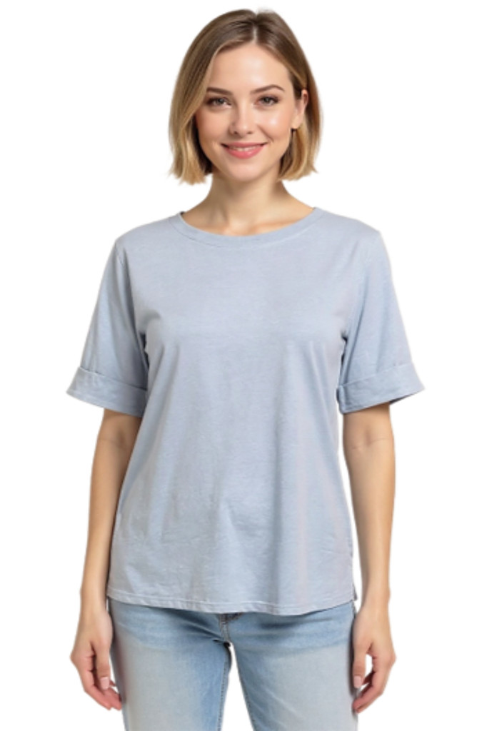 Women's Top | Cuff Hem T-Shirt  | Cafe Latte