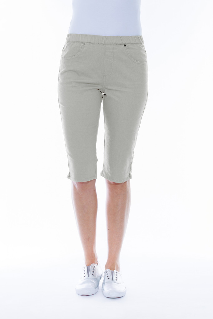 Women's Shorts | Bermuda Stretch Denim Shorts | Cafe Latte