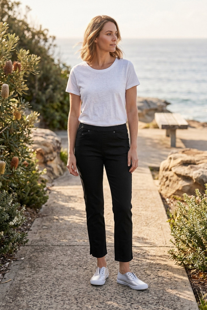 Women's Pant | 7/8 Stretch Denim Pants | Cafe Latte