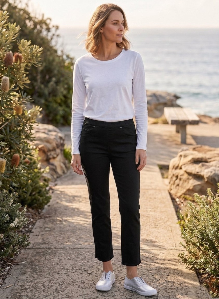 Women's Pant | 7/8 Stretch Denim Pants | Cafe Latte