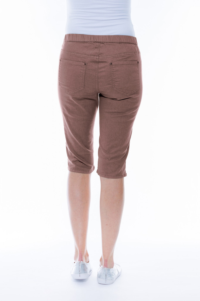 Women's Shorts | Bermuda Stretch Denim Shorts | Cafe Latte
