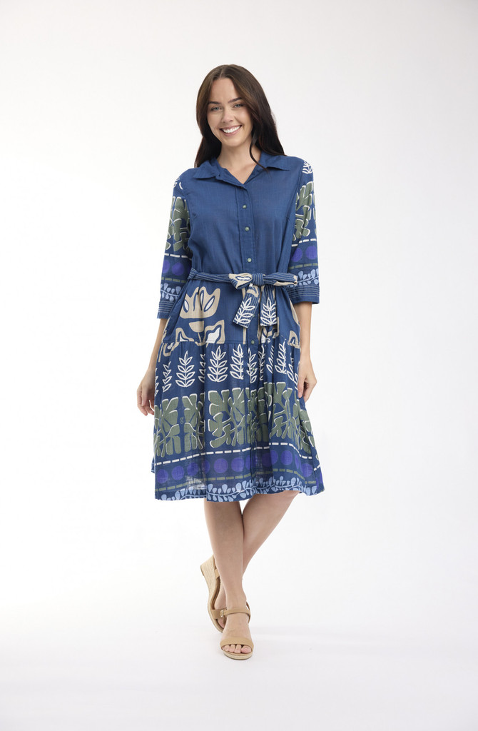 Women's Dresses | Liberte Collar Tie Waist Dress | ORIENTIQUE
