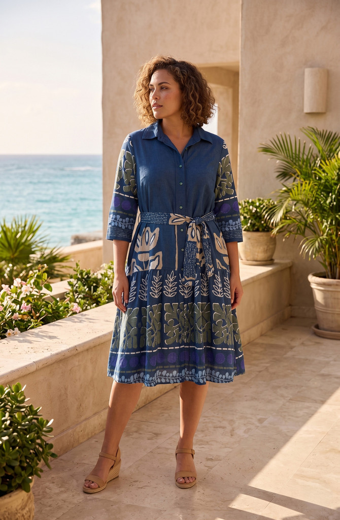 Women's Dresses | Liberte Collar Tie Waist Dress | ORIENTIQUE