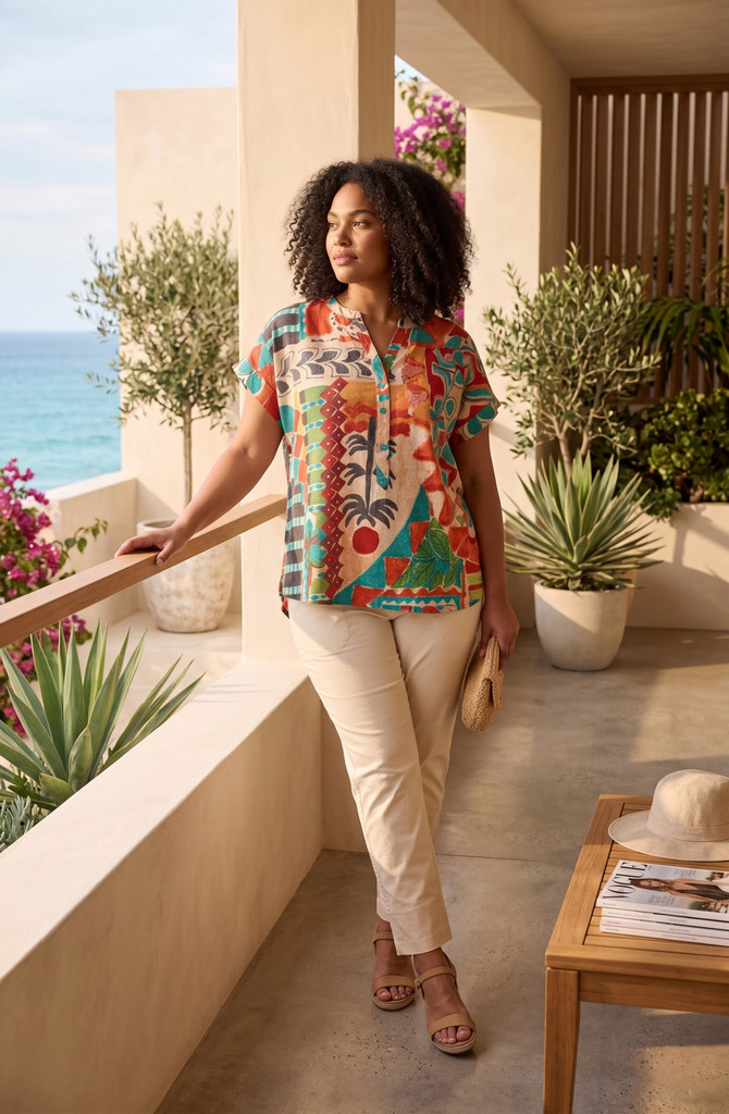 Women's Top | Gambetta Placket Top | ORIENTIQUE