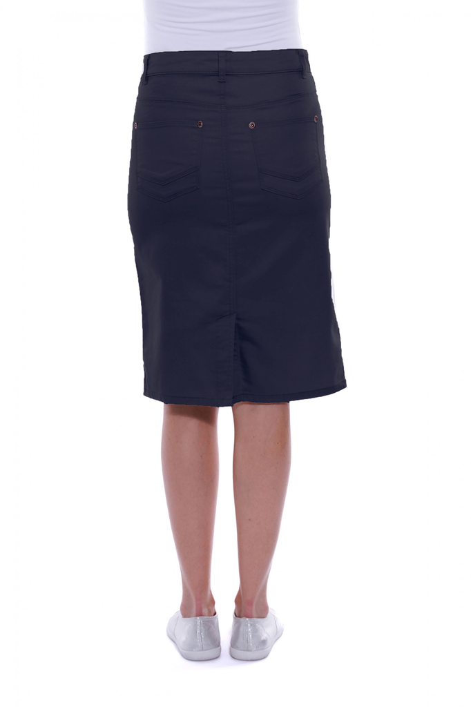 Women's Skirt | Knee-Length Stretch Denim Skirt | Cafe Latte