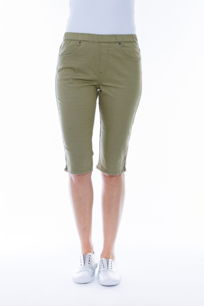 Women's Shorts | Bermuda Stretch Denim Shorts | Cafe Latte
