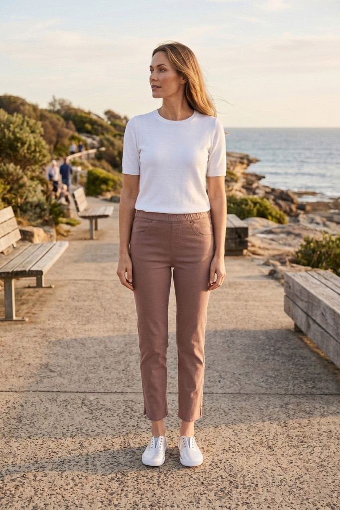 Women's Pant | 7/8 Stretch Denim Pants | Cafe Latte