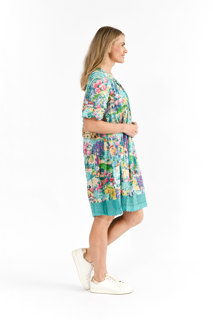 Women's Dresses | Hannah Short Sleeve Tunic Boho Dress | ONE SUMMER