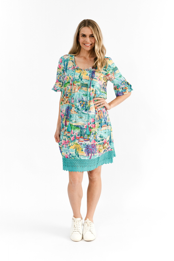 Women's Dresses | Hannah Short Sleeve Tunic Boho Dress | ONE SUMMER