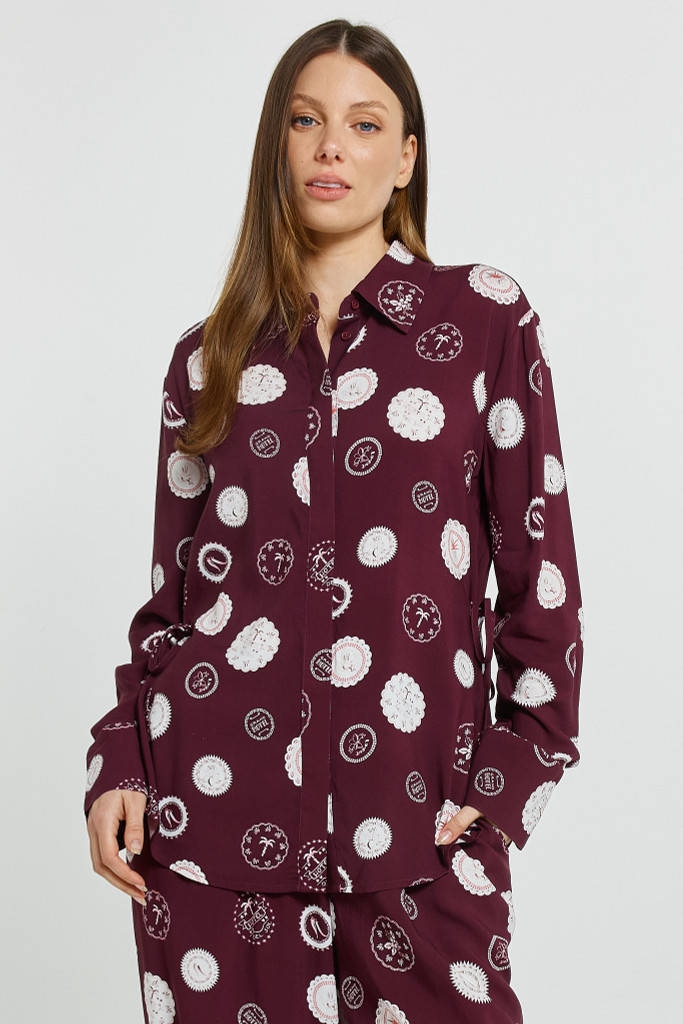 Women's Tops | Stamp Tie Shirt | BETTY BASICS