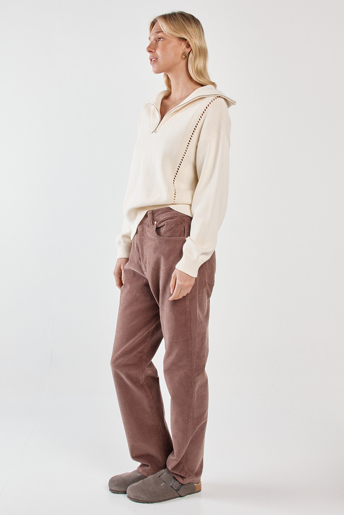 Women's Knit | Esti Pointelle Zip Up Knit | SASS