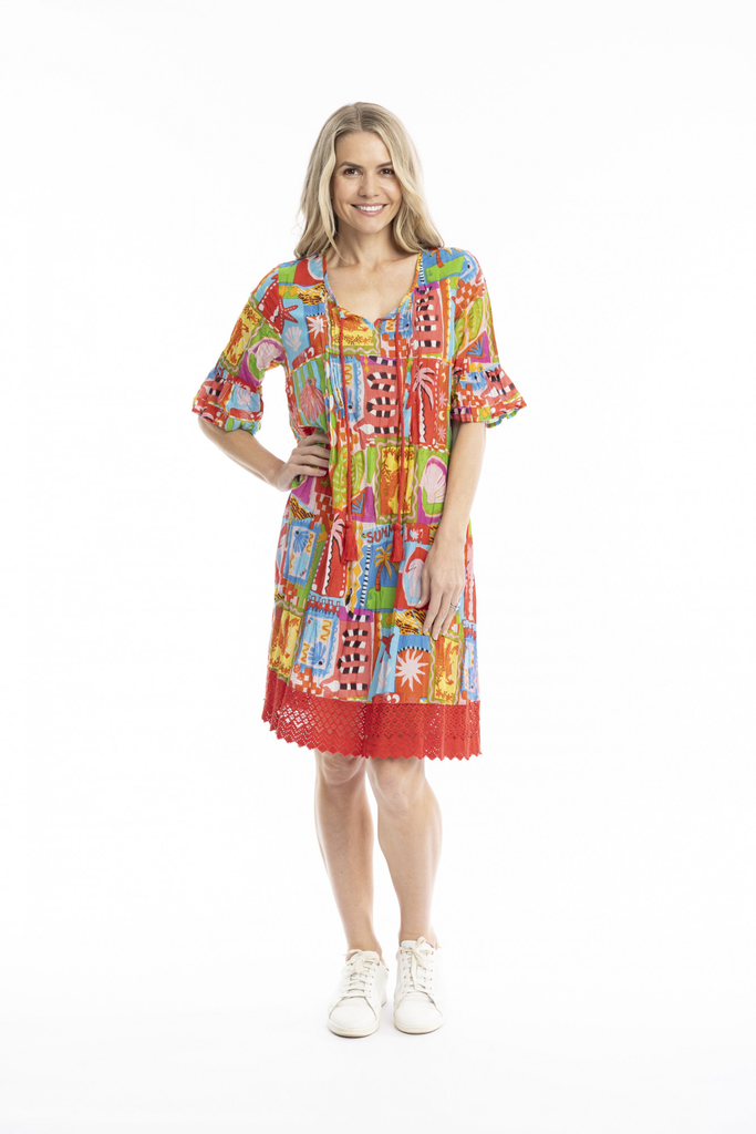 Women's Dresses | Hannah Short Sleeve Tunic Boho Dress | ONE SUMMER