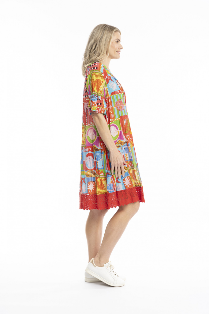 Women's Dresses | Hannah Short Sleeve Tunic Boho Dress | ONE SUMMER